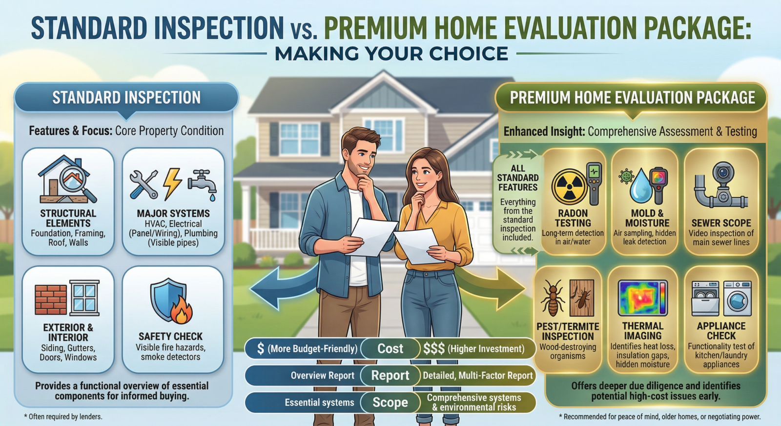 Standard Inspection vs. Premium Home Evaluation Package Features