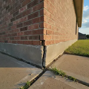 Corner pop foundation damage with outward bulge on residential foundation
