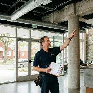 Home inspector comparing commercial and residential property inspection requirements in DFW