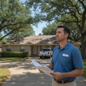Fort Worth homebuyer reviewing roof damage after home inspection report flags roof as uninsurable